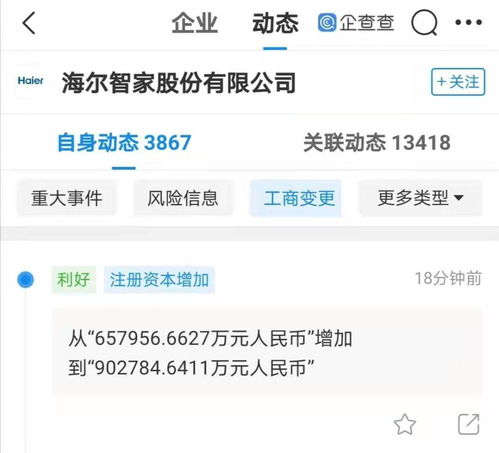 海爾智家注冊資本增至90.28億，軟件與輔助設備成戰(zhàn)略新引擎